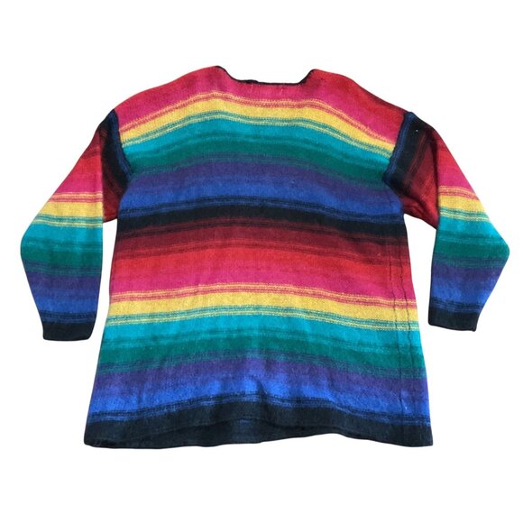 Vintage Katy D Rainbow Striped V-Neck Sweater Plus Size 22/24 50% Mohair Womens - Picture 4 of 4